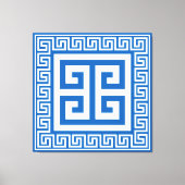 Grieks sleutelpatroon wit en blauw canvas Print (Voorkant)