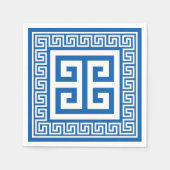 Grieks sleutelpatroon wit en blauw papier servette servet (Voorkant)