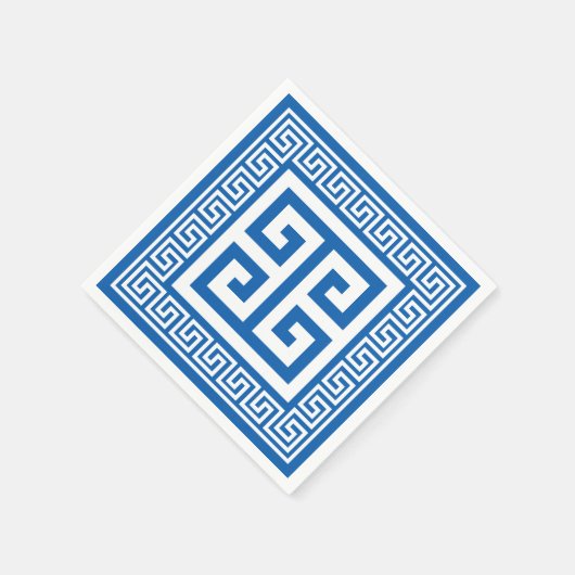 Grieks sleutelpatroon wit en blauw papier servette servet (Hoek)
