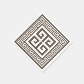 Grieks sleutelpatroon wit en bruin papier servette servet (Hoek)