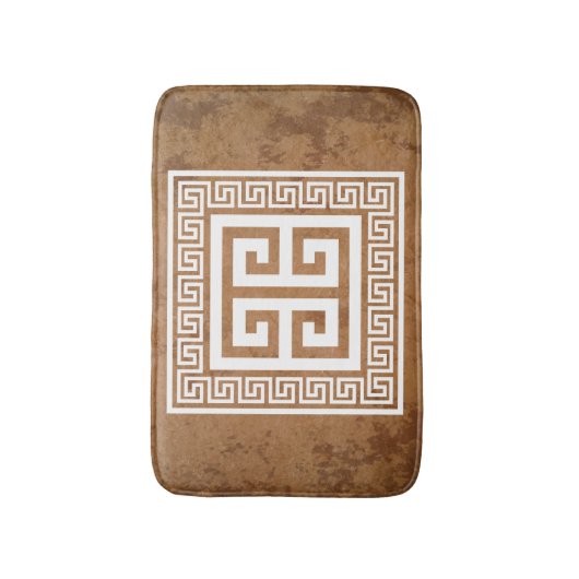 Grieks Sleutelpatroon Wit Ontwerp Badmat (Voorkant Verticaal)