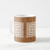 Grieks Sleutelpatroon Wit Ontwerp Koffiemok (Voorkant links)
