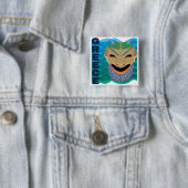 Grieks theater MASK Vierkante Button 5,1 Cm (In situ)