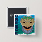 Grieks theater MASK Vierkante Button 5,1 Cm (Voorkant /achterkant)
