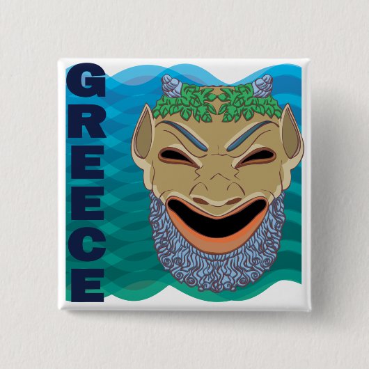 Grieks theater MASK Vierkante Button 5,1 Cm (Voorkant)