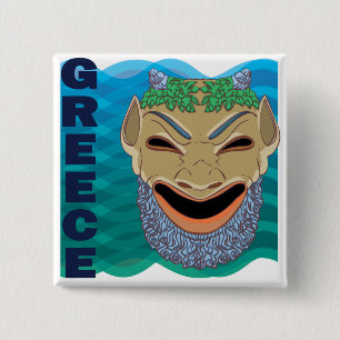 Grieks theater MASK Vierkante Button 5,1 Cm