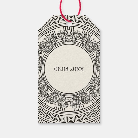 Grieks thema verjaardagsfeest cadeaulabel (Achterkant)