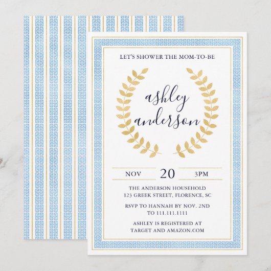 Grieks Toga Baby shower uitnodiging (Voorkant / Achterkant)