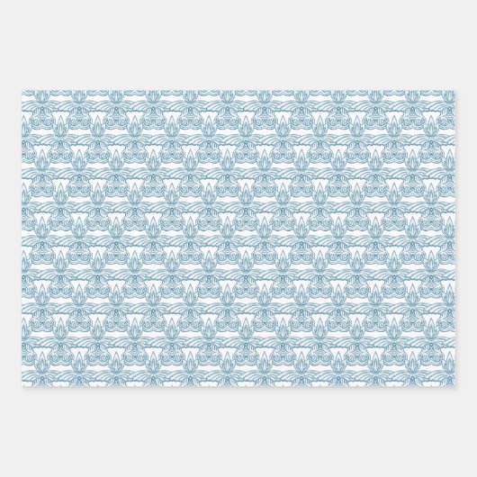 Grieks toga verjaardagsfeestje met blauw element inpakpapier vel (Voorkant 3)