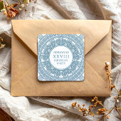 Grieks toga verjaardagsfeestje met blauwe elemente vierkante sticker