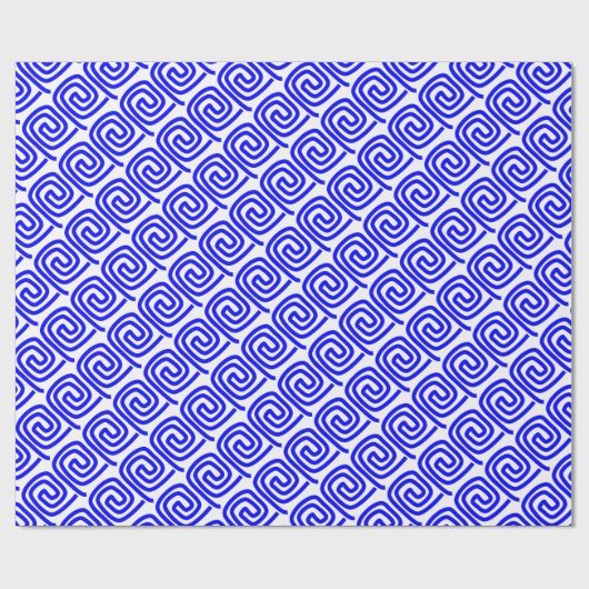 Grieks traditioneel blauw wit meander Fret Patroon Cadeaupapier (Vlak)