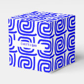 Grieks Traditioneel Blauw Wit Meander Gepersonalis Bedankdoosjes (Voorkant Zijde)