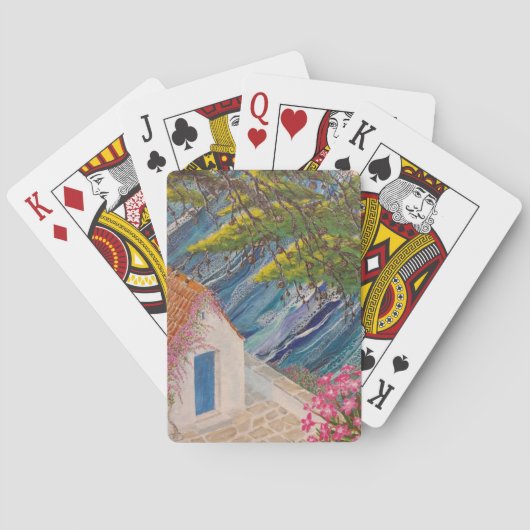 Grieks Vakantie Blauw en Roze Pokerkaarten (Achterkant)