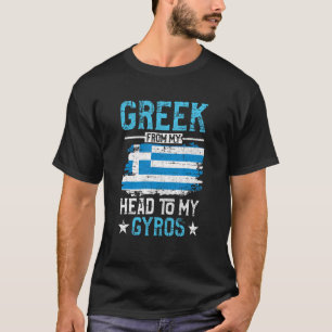 Grieks van mijn hoofd naar mijn gyros Griekse vlag T-shirt