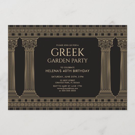 Grieks Verjaardagsfeest met aangepaste kleurenafbe Kaart (Voorkant)
