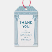 Grieks Verjaardagsfeest met blauwe kolommen Dank U Cadeaulabel (Voorkant)