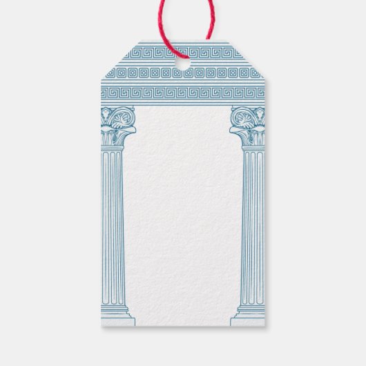 Grieks Verjaardagsfeest met blauwe kolommen Dank U Cadeaulabel (Achterkant)