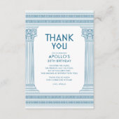 Grieks Verjaardagsfeest met blauwe tempel Bedankkaart (Voorkant)