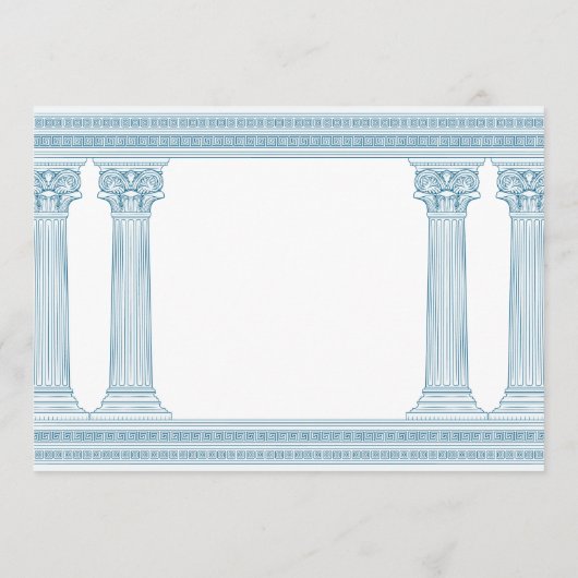 Grieks Verjaardagsfeest met elegante blauwe kolomm Kaart (Achterkant)