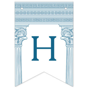 Grieks Verjaardagsfeest met tempelzuilen in het bl Vlaggetjes