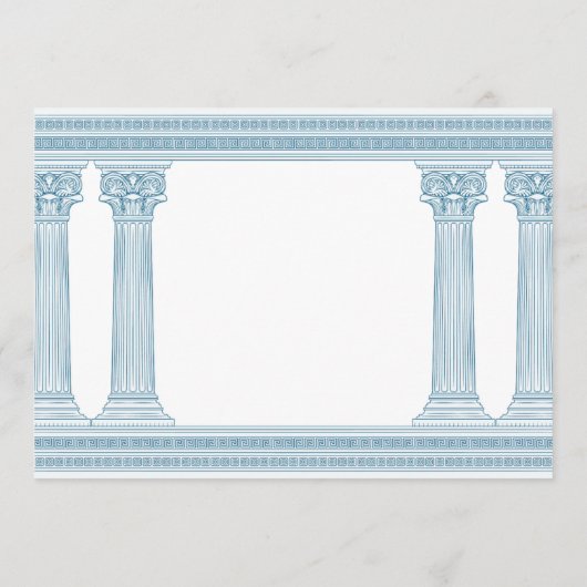 Grieks Verjaardagsfeest Uitnodigen met blauwe temp Kaart (Achterkant)