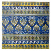 Grieks versiering met Meander Key Blue gemstone Tegeltje (Voorkant)