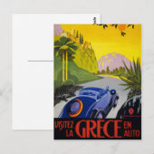 Grieks Vintage Travel Poster teruggezet Briefkaart (Voorkant / Achterkant)