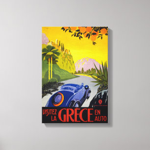 Grieks Vintage Travel Poster teruggezet Canvas Afdruk
