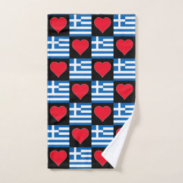 Grieks Vlag en Heart Pattern Fun Griekse Pride Handdoek