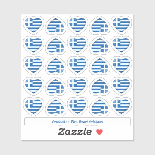 Grieks Vlag Hart Contour Stickers (Vel)