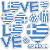 Grieks Vlag Hart Sticker Set (Voorkant)