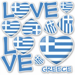 Grieks Vlag Hart Sticker Set