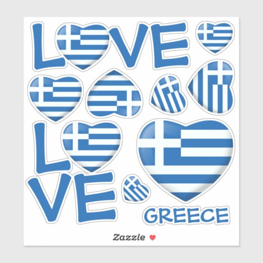 Grieks Vlag Hart Sticker Set (Vel)