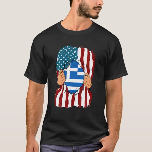 Grieks vlagbloed binnen mij t-shirt (Voorkant)