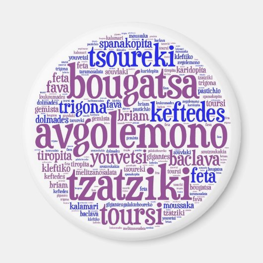 Grieks Voedsel Koelkast Magneet (rond) (Voorkant)