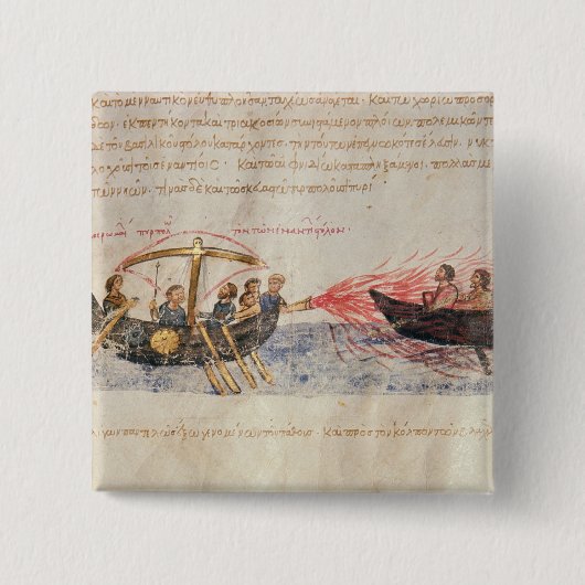 Grieks vuur (vellum) vierkante button 5,1 cm (Voorkant)