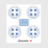 Grieks wapen en vlaggen sticker (Vel)