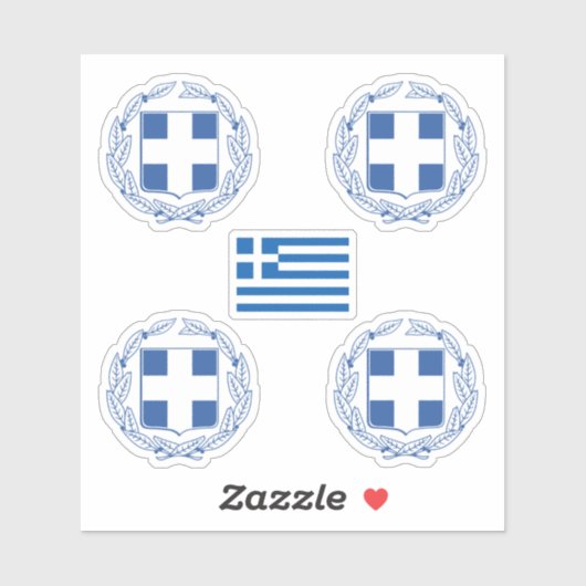 Grieks wapen en vlaggen sticker (Vel)
