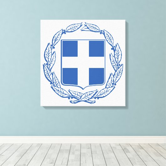 Grieks wapenschild canvas afdruk (Insitu (Houten vloer))