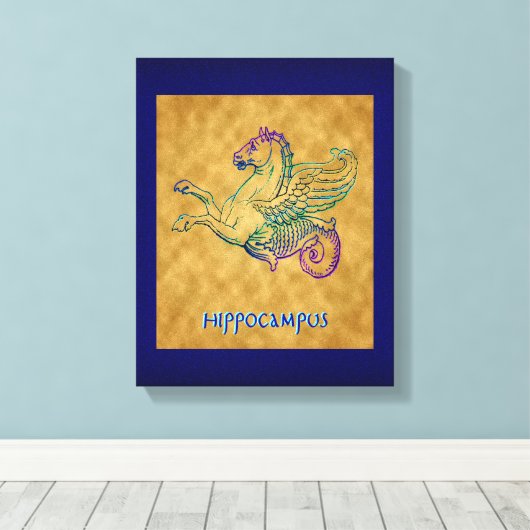 Grieks Zee Paard  kunst gewikkeld doek Canvas Afdruk (Insitu (Houten vloer))