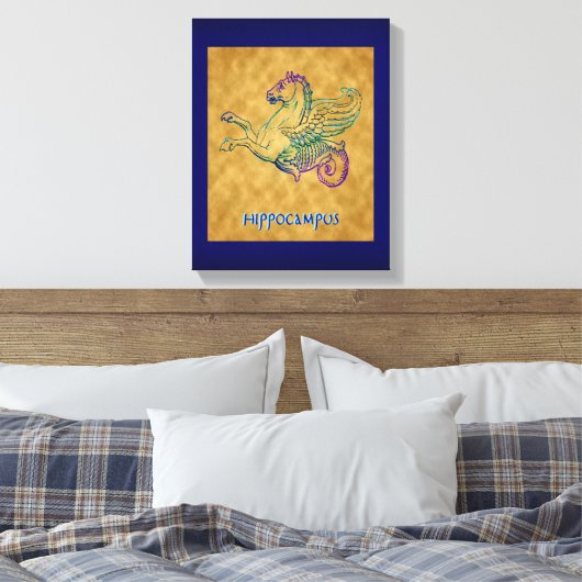 Grieks Zee Paard  kunst gewikkeld doek Canvas Afdruk (Insitu (Slaapkamer))