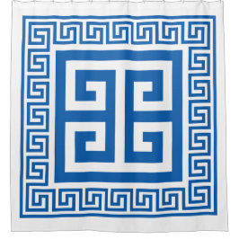 Grieks Zeer belangrijk Patroon Blauw en Wit Ontwer Douchegordijn