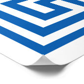 Grieks Zeer belangrijk Patroon Blauw en Wit Ontwer Poster (Hoek)