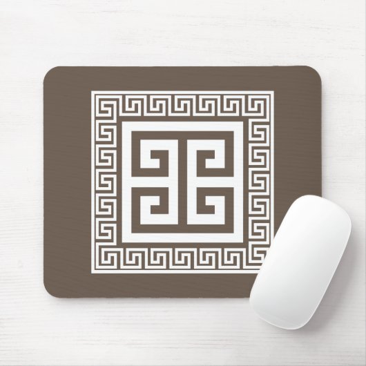 Grieks Zeer belangrijk Patroon Wit en Bruin Ontwer Muismat (Met muis)