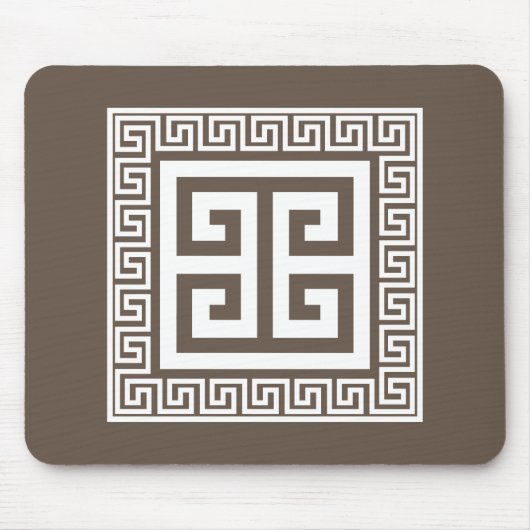Grieks Zeer belangrijk Patroon Wit en Bruin Ontwer Muismat (Voorkant)