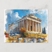 Griekse Akropolis Waterverf Reismonumenten Briefkaart (Voorkant)