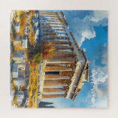 Griekse Akropolis Waterverf Reismonumenten Legpuzzel (Horizontaal)