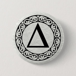 Griekse alfabet Letter Delta Ronde Button 5,7 Cm