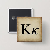 Griekse alfabet Letter Kappa Vierkante Button 5,1 Cm (Voorkant /achterkant)