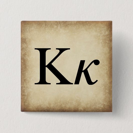 Griekse alfabet Letter Kappa Vierkante Button 5,1 Cm (Voorkant)